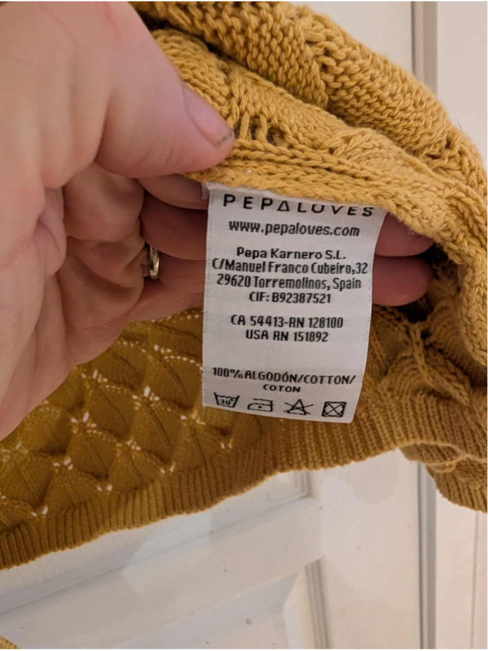 710 - Pepa Loves Mustard Scallop Knit Cotton Cardigan S - Picture 7 of 8